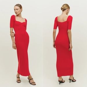 NWT Reformation Koda Knit Maxi Dress Size S in Cherry